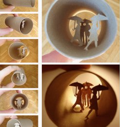 24张生活创意卫生纸卷筒的立体剪影艺术