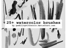 25种水彩涂抹效果笔刷