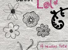 14种可爱漂亮的手绘线条花纹笔刷