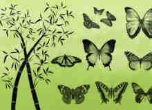 蝴蝶与竹子笔刷