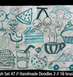 手绘面包食物生活元素装饰笔刷