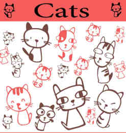 10个可爱无比的卡通猫咪PS笔刷打包下载