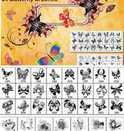蝴蝶花纹和非主流花纹边框装饰笔刷