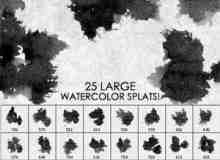 25种水彩水粉涂抹画迹笔刷