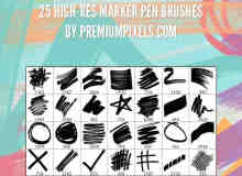 25种水彩涂鸦划线笔刷