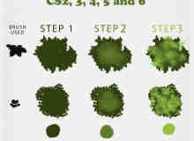 CG绘画艺术效果树叶、绿色背景PS笔刷