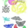 24个中国龙纹身纹饰图案和蝴蝶蜻蜓昆虫PS笔刷打包下载