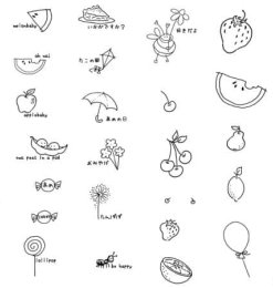 韩国卡哇伊的水果涂鸦照片装饰PS笔刷