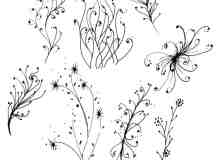 手绘植物嫩条、枝条花纹PS笔刷