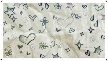 可爱涂鸦式爱心、星星、鲜花PS笔刷