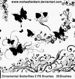 装饰性蝴蝶植物艺术花纹PS笔刷素材