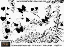 装饰性蝴蝶植物艺术花纹PS笔刷素材