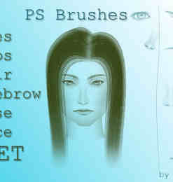 CG绘画式人物眼睛、鼻子、眉毛、嘴巴photoshop笔刷素材