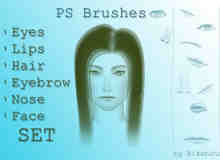 CG绘画式人物眼睛、鼻子、眉毛、嘴巴photoshop笔刷素材