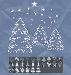 圣诞树、雪人、花环圣诞节装饰图案photoshop笔刷素材
