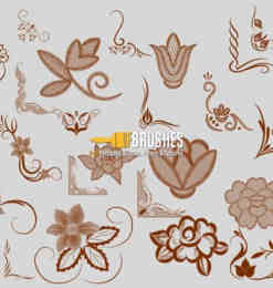 花卉装饰设计印花图案PS笔刷素材