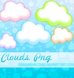 5色可爱的卡通云彩、云朵美图秀秀素材免费下载