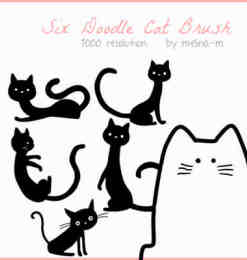 可爱的卡通猫咪照片装饰PS笔刷素材