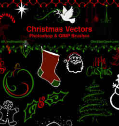 圣诞节卡通涂鸦素材photoshop笔刷下载