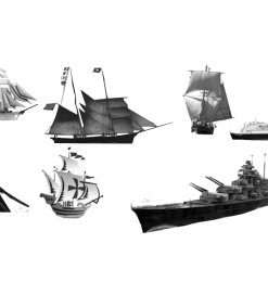 帆船、军舰、游轮、中国古船等photoshop笔刷素材