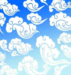 中国卡通祥云、白云图案、云朵图形photoshop笔刷素材
