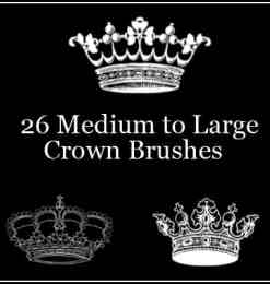 26种不同样式的皇冠、王冠图案photoshop笔刷素材