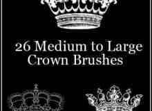 26种不同样式的皇冠、王冠图案photoshop笔刷素材
