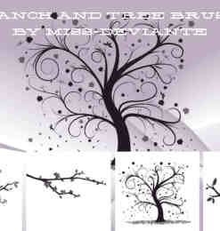艺术植物树枝、树杈、大树图案photoshop笔刷素材