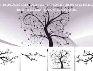 艺术植物树枝、树杈、大树图案photoshop笔刷素材