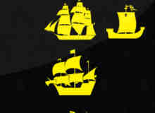 13种小船、帆船版刻图案PS笔刷素材