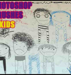 可爱童趣式手绘涂鸦男孩女孩photoshop笔刷素材