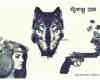 水粉画式女人、狐狸、手枪photoshop笔刷素材
