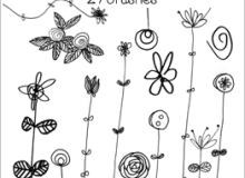 手绘童趣植物鲜花花纹图案photoshop笔刷素材