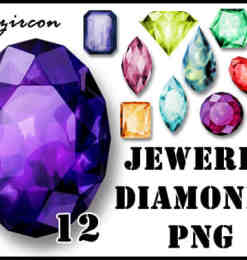 12种不同颜色的各色宝石美图秀秀png素材下载