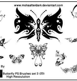 漂亮的蝴蝶花纹艺术photoshop图案笔刷素材