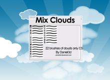 22种漂亮的卡通白云、云彩、蓝天白云效果photoshop笔刷免费下载