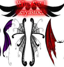 手绘妖精翅膀、恶魔翅膀、精灵翅膀、吸血鬼翅膀、蝙蝠翅膀PS笔刷素材#.3