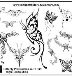 绝美的蝴蝶艺术花纹装饰图案photoshop笔刷素材