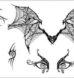蝙蝠纹饰、恐怖眼睛纹身PS图案笔刷