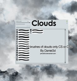 16种积雨云、乌云、下雨天空photoshop笔刷素材