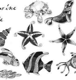 水晶工艺品海螺、乌龟、海豹、海马、海星、小丑鱼等海洋生物PS笔刷素材