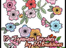 日本卡通花纹图案PS笔刷下载