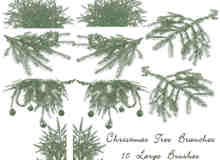 圣诞树的树枝、树杈、圣诞节装饰PS笔刷素材