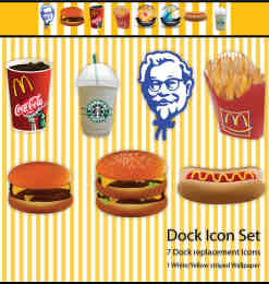 肯德基、麦当劳元素汉堡包、薯条包、可乐饮料美图秀秀素材下载