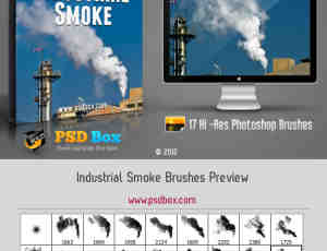 超真实工业烟雾、尾气、蒸汽Photoshop笔刷素材