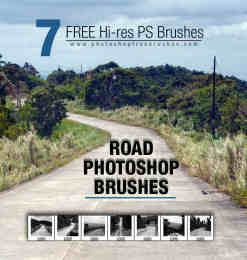 7种水泥路、小山村路、道路背景Photoshop笔刷素材