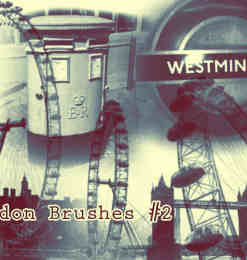 伦敦桥、摩天轮、邮筒PS笔刷素材