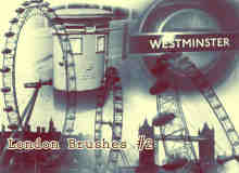 伦敦桥、摩天轮、邮筒PS笔刷素材