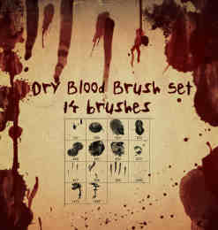 血迹、滴血、凶杀现场血痕Photoshop笔刷素材