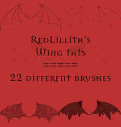 20种手绘线稿式恶魔、蝙蝠翅膀Photoshop笔刷
